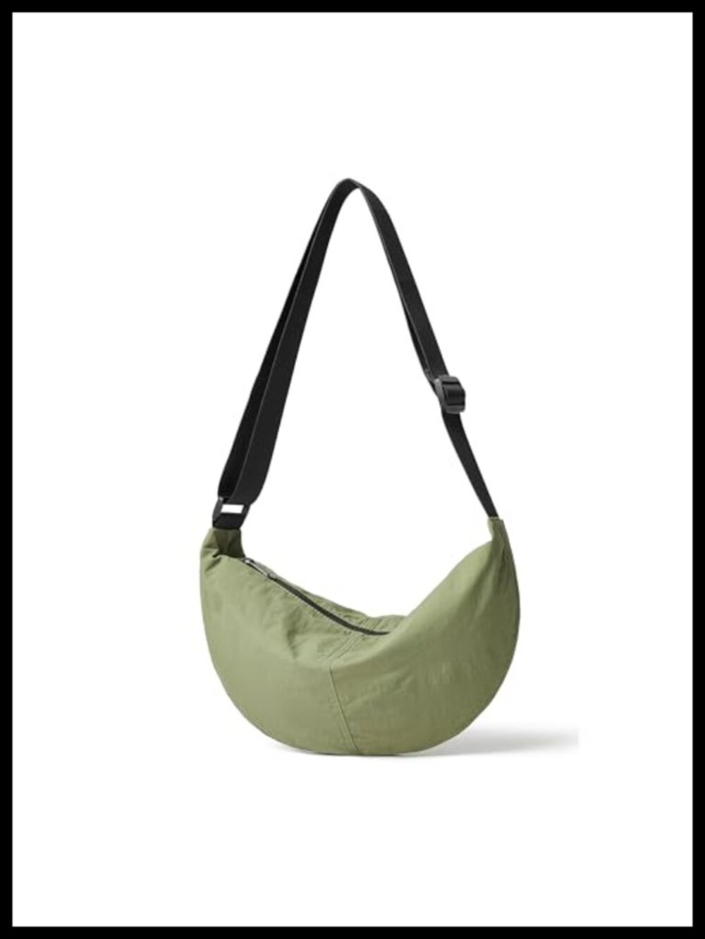 Nylon Crossbody Bag for Women Men Crescent Half Moon Hobo Purse with Wide